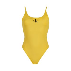 Calvin Klein Scoop Back badedragt uden bøjle, gul, Størrelse: S, Dame