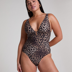 Hunkemöller Animalia badedragt uden bøjle, leopard, Størrelse: S, Dame